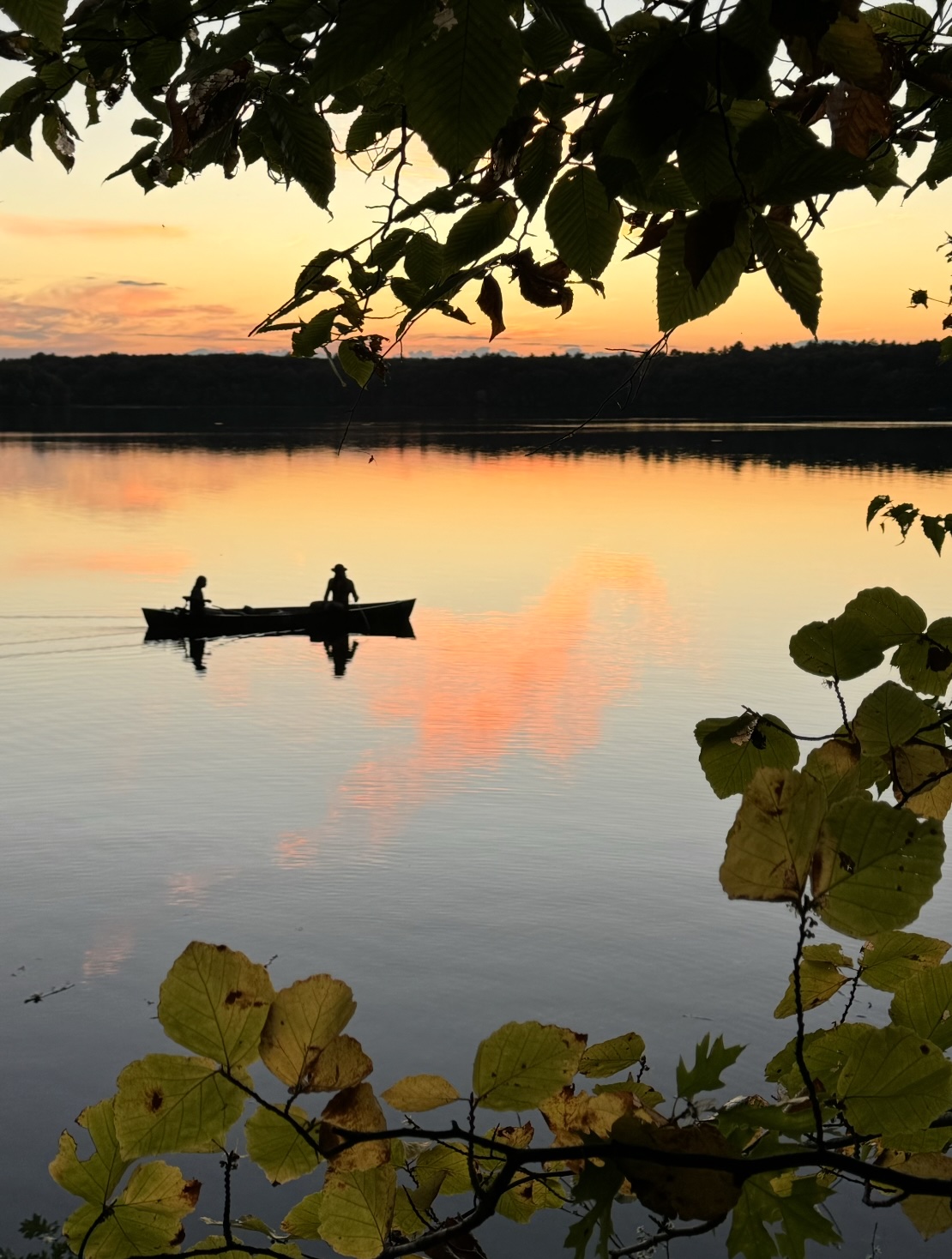 Canoeing at dusk.